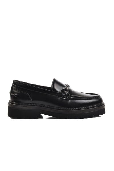 Aspor Premium Black Opening Genuine Leather Men's Loafer Casual Shoes