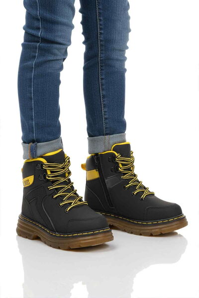 Aspor Black Zippered Unisex Kids Boots