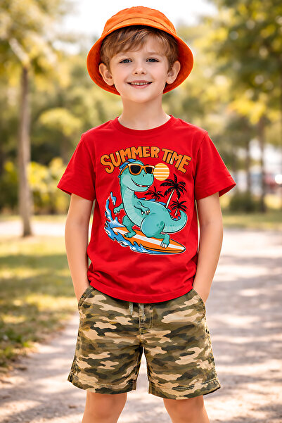 ArtYus Unisex Παιδικό T-Shirt Dinosaur με τύπωμα – Summer Time Surf Με σχέδιο...