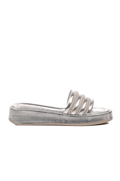 Aspor Silver Gray Patent Leather Women's Slippers