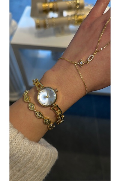 GLARE JEWELRY CO Luxury Tiff Model Round Dial Gold Band Stainless Steel Women...