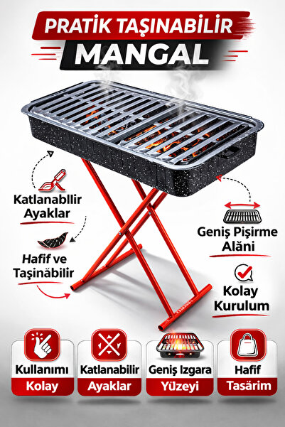 temiz iş Taşınabilir Katlanabilir Ayaklı Mangal | Pratik Piknik Kamp Bahçe Ma...