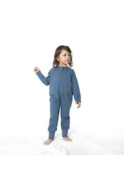 Delixa Organik Pamuk Çocuk Ayaklı Uyku Tulumu - 1 TOG - (2-3 Yaş) - Indigo