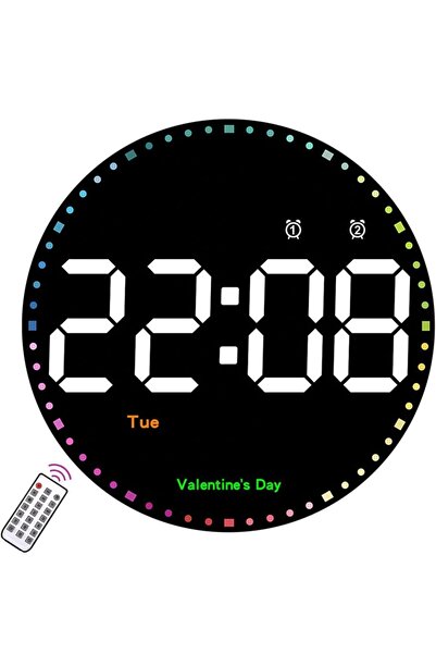 Braventa Collection Yuvarlak Kumandalı Dijital Saati 10inç (25cm) – Ayarlanab...