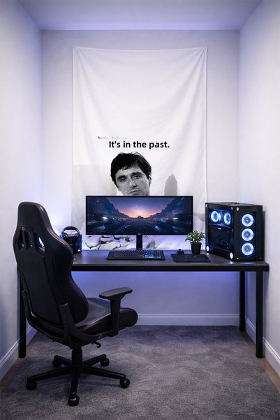 Halura Scarface Wounded Face Wall Covering – High Quality Fabric, Gamer Room Decor Tapestry Wall Rug