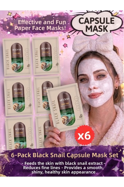 M00YAM الأكثر تفضيلاً! قناع كبسولات حمض الحلزون الأسود، مجموعة أقنعة للوجه مك...