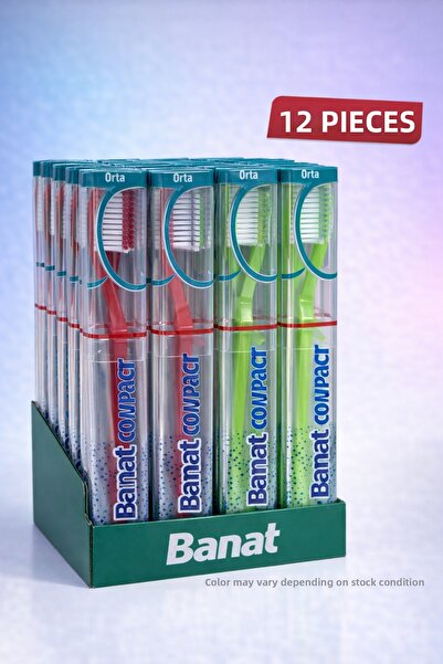 CT STONES فرشاة أسنان بانات كومباكت في علبة، 12 قطعة، اقتصادية مع حامل متوسط ...