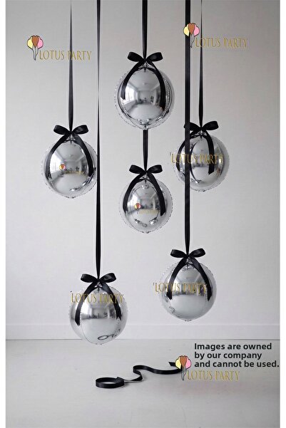 LOTUS PARTY Ασημένιο Σφαιρικό Μπαλόνι - Λαμπερό Σφαιρικό Μπαλόνι - Σετ Σφαιρι...