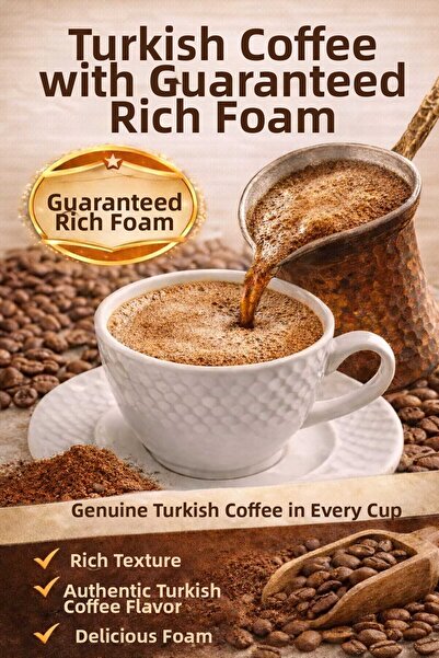 Muybieno قهوة تركية غنية بالرغوة 100% أرابيكا، قهوة تركية تقليدية ذات نكهة غن...