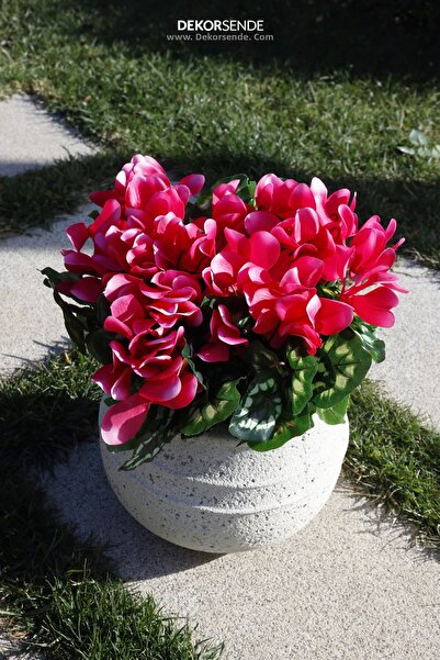 Dekorsende زهرة صناعية سيك لاميه ن فوشيا 32 سم