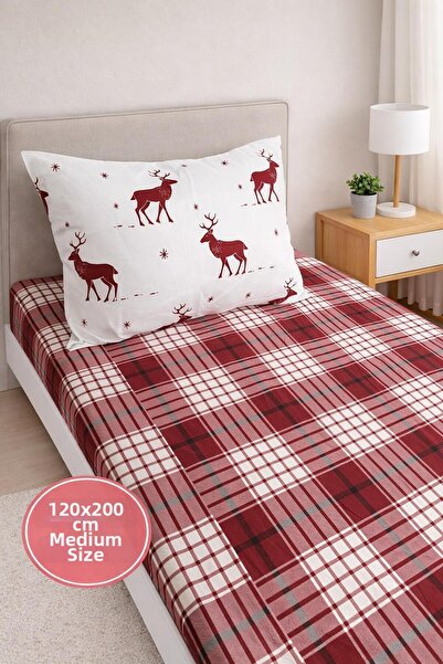 Eponj Home طقم بي إي إس ملاءة مطاطية متوسط الحجم 120×200 سم قماش منقش لون ديي...