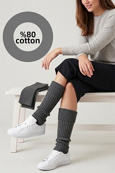 mrm pro Ciorapi de damă gri închis elastic Tricotaje de iarnă sub genunchi 1-...