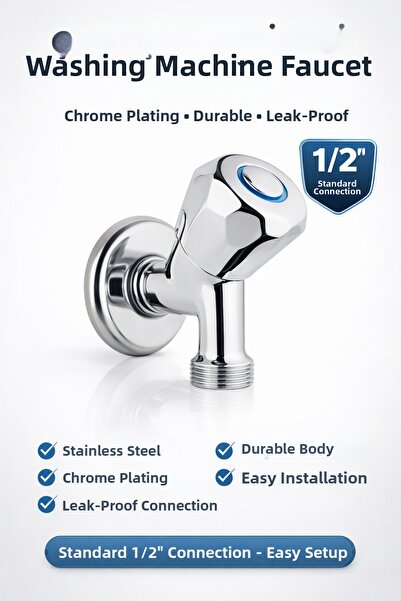 DESIPHON Washing Machine Faucet 1/2'' Chrome Brass Durable Leak-Proof Dishwas...