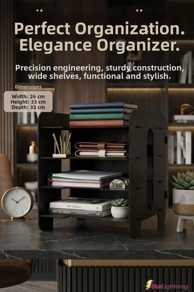 StarLightning Desk Organizer Organizer Document Rack Desktop Organizer Black Marble Color Model 1