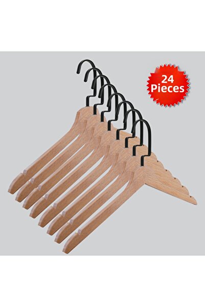 NYN Wooden (Black Hook Lama) Blouse, Dress, T-Shirt Hangers 24 Pieces