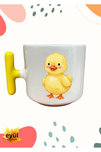 Eylül Design Cute Chick with Yellow Handle Cream Color t Handle Special Desig...