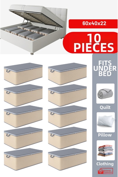 EVSELLA مجموعة من 10 قطع - حاويات تخزين كبيرة الحجم بخطوط هندسية للسرير السفل...
