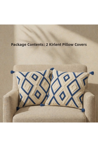 Shopyteks مجموعة أغطية وسائد زخرفية بنقوش هندسية عرقية (بدون حشوة داخلية)