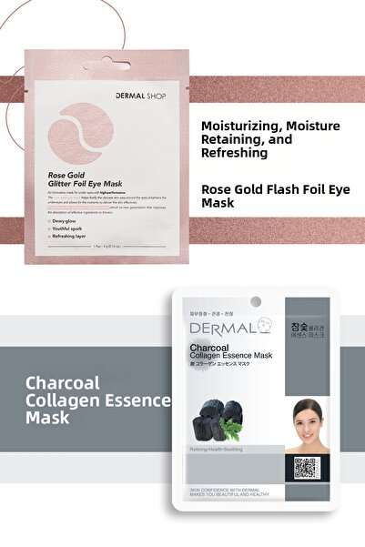 Dermal قناع العين المكون من 3 طبقات من الذهب الوردي ومجموعة الفحم المنقي والمنعم