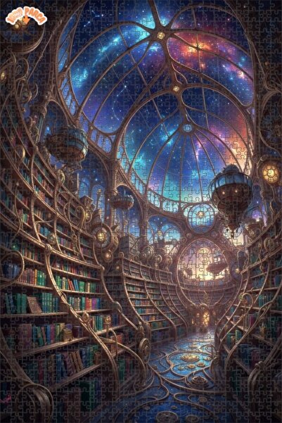 Esranın Dünyası مكتبة الكون الغامضة ذات المظهر الفني، لوحة زيتية، مزدوج الطبق...