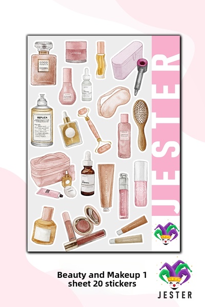 Jester ملصقات تجميل ومكياج، ملصقات، دفتر يوميات، أجندة، مخطط، دفتر ملاحظات، س...