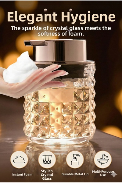 Playtronik Dozator de săpun lichid din sticlă Luxury Diamond cu model pentru ...