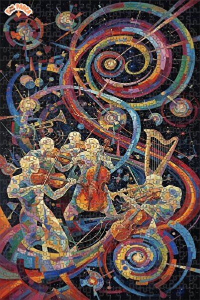 Esranın Dünyası لغز خشبي بتصميم فنّي زيتي لمشهد الكون السيمفوني، مزدوج الطبقا...