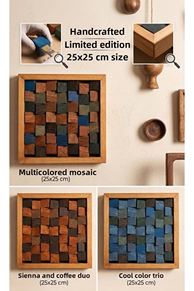 woodretro Handmade Colorful Wooden Block Painting - Modern Geometric Wall Dec...