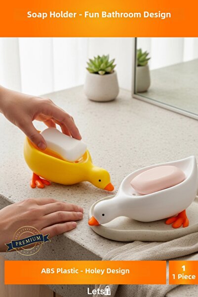 Letsii حامل صابون من البلاستيك ABS المتين بتصميم بطة لطيف