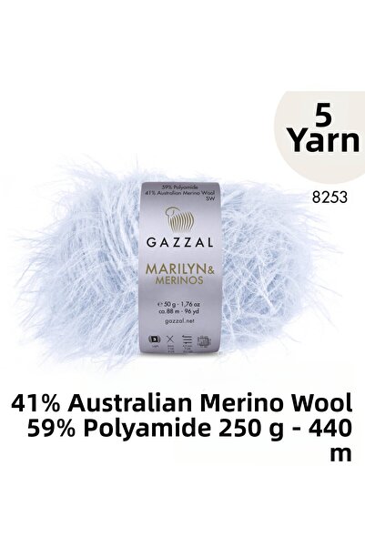Gazzal Marilyn & Merinos 8253 Fir pentru tricotat manual 5 Yumak 250 gr