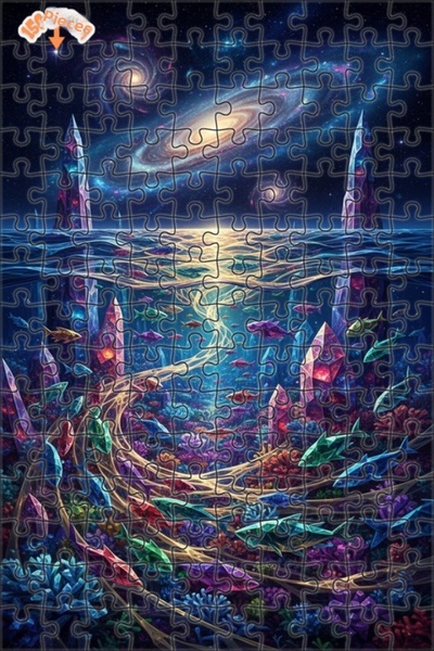 Esranın Dünyası لغز خشبي على شكل أسماك كريستالية بحرية من جالاكتيك مزدوج الطب...