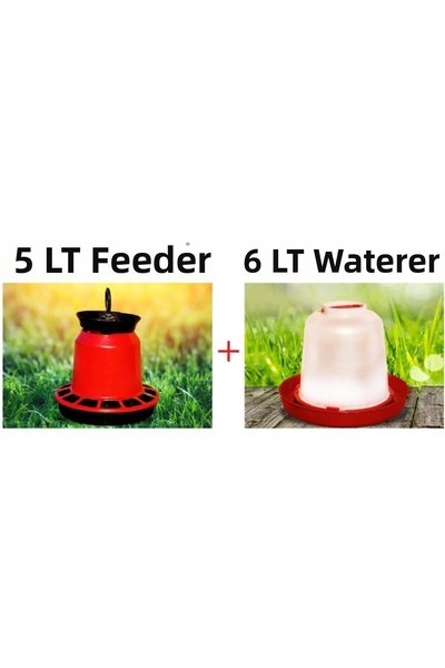 FAKİROĞLU PLASTİK 5-Liter Food Bowl and 6-Liter Water Bowl - 2-Piece Animal S...
