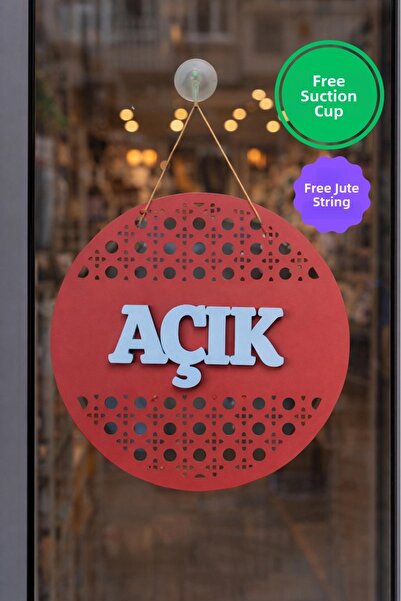 ERDİZDEN Rattan Model Open-Closed Sign - Red