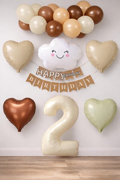 Patladı Gitti مجموعة عيد ميلاد ريترو لعمر سنتين؛ رقائق كريمية، لافتة، رقائق ق...