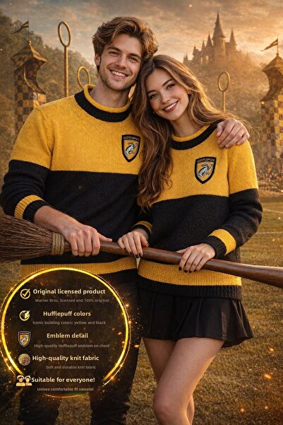 TOYFEST سترة هاري بوتر هافلباف كويديتش مرخصة باللونين الأصفر والأسود محبوكة ل...