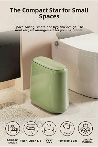 Playtronik سلة مهملات للحمام بتصميم نحيف سعة 12 لتر مع غطاء سهل الفتح، سلة قم...