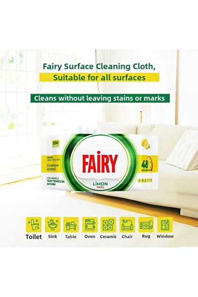 FAİRYTALE 100 قطعة من مناشف تنظيف الأسطح - زيت الليمون