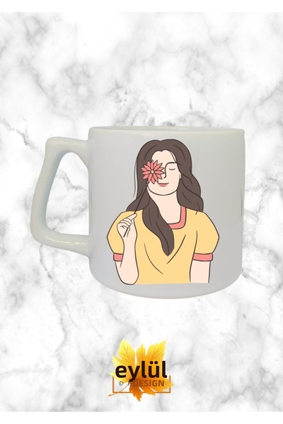 Eylül Design كوب سيراميك فاخر مطبوع بتصميم خاص من Aesthetic Girl هدية عيد ميلاد