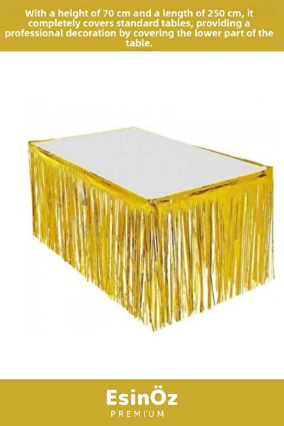 EsinÖz # Table Decoration Special Day Birthday Gender Reveal Party Sparkling Gold Tasseled Table Decoration Table Skirt 70X250
