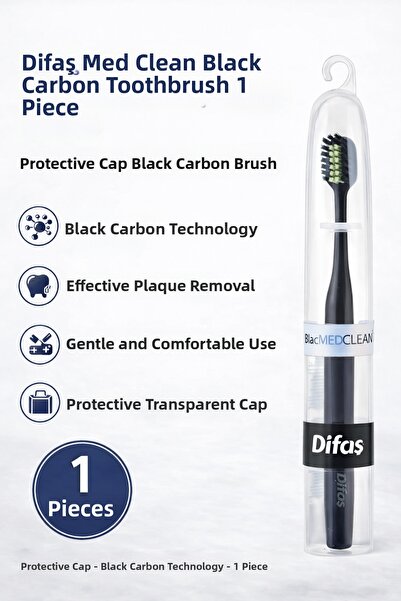 FREEDOM STOREE Difaş Med Clean Black Carbon Toothbrush Black Carbon Brush wit...