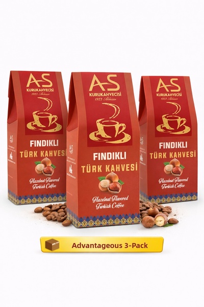 AS Kurukahvecisi قهوة تركية بالبندق 100 جرام × 3 قطع