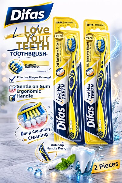 FREEDOM STOREE فرشاة أسنان ديفاش لوف يور تيث، قطعتين، متوسطة الصلابة، مريحة، ...