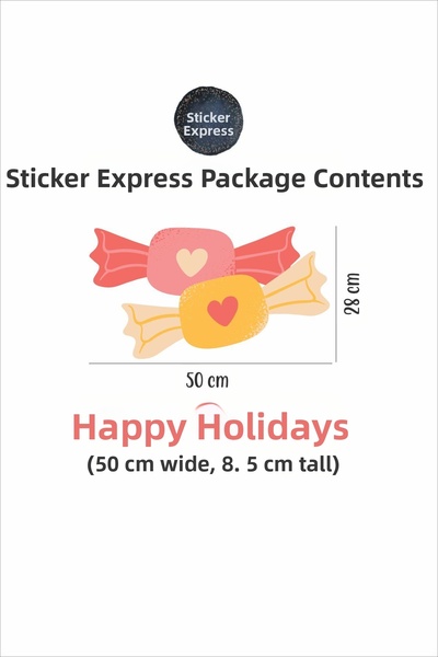 Sticker Ekspres Happy Holidays with Candy Glass Wall Door Sticker Set Good Holiday Ornament