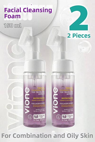 vione Facial Cleansing Foam Purifying & Revitalizing with Massage Head 150ml ...