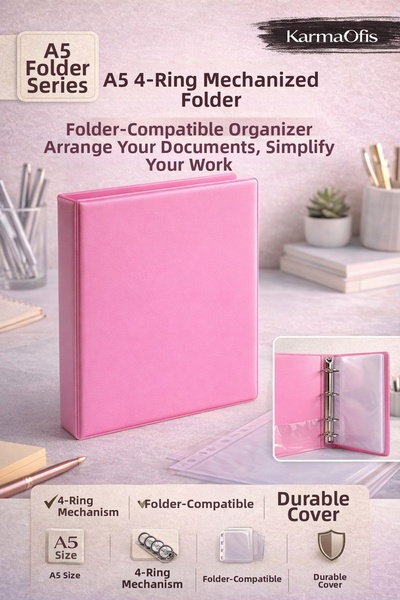 KarmaOfis مجلد A5 ذو 4 حلقات بآلية حلقة دائرية |   مجلد مدرسي متوافق مع حقيبة...