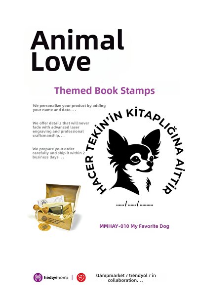 HEDİYENOMİ MühürMarket > ختم كتابي لطيف بتصميم كلبي وحب الحيوانات - Ex-libris...