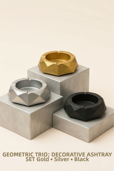 ZEROXO Geometric Design 3-Piece Octagonal Ashtray and Object Set (3-Pack)
