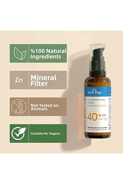 Mavili Kapı لوشن طبيعي للوقاية من الشمس - حماية من الأشعة فوق البنفسجية 40+