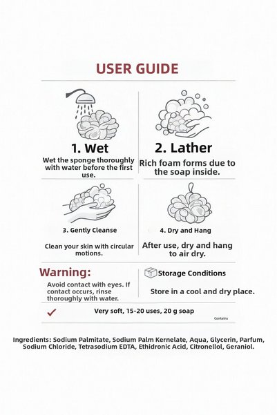 Kitty's صابون كيتيز برائحة الفراولة، ليفة استحمام مع صابون