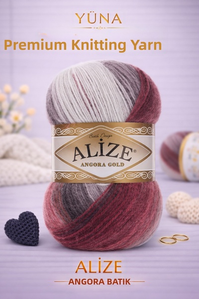 Alize نسيج أنغورا سترة باتيك ذهبية سترة خيط حياكة للسترات 1984